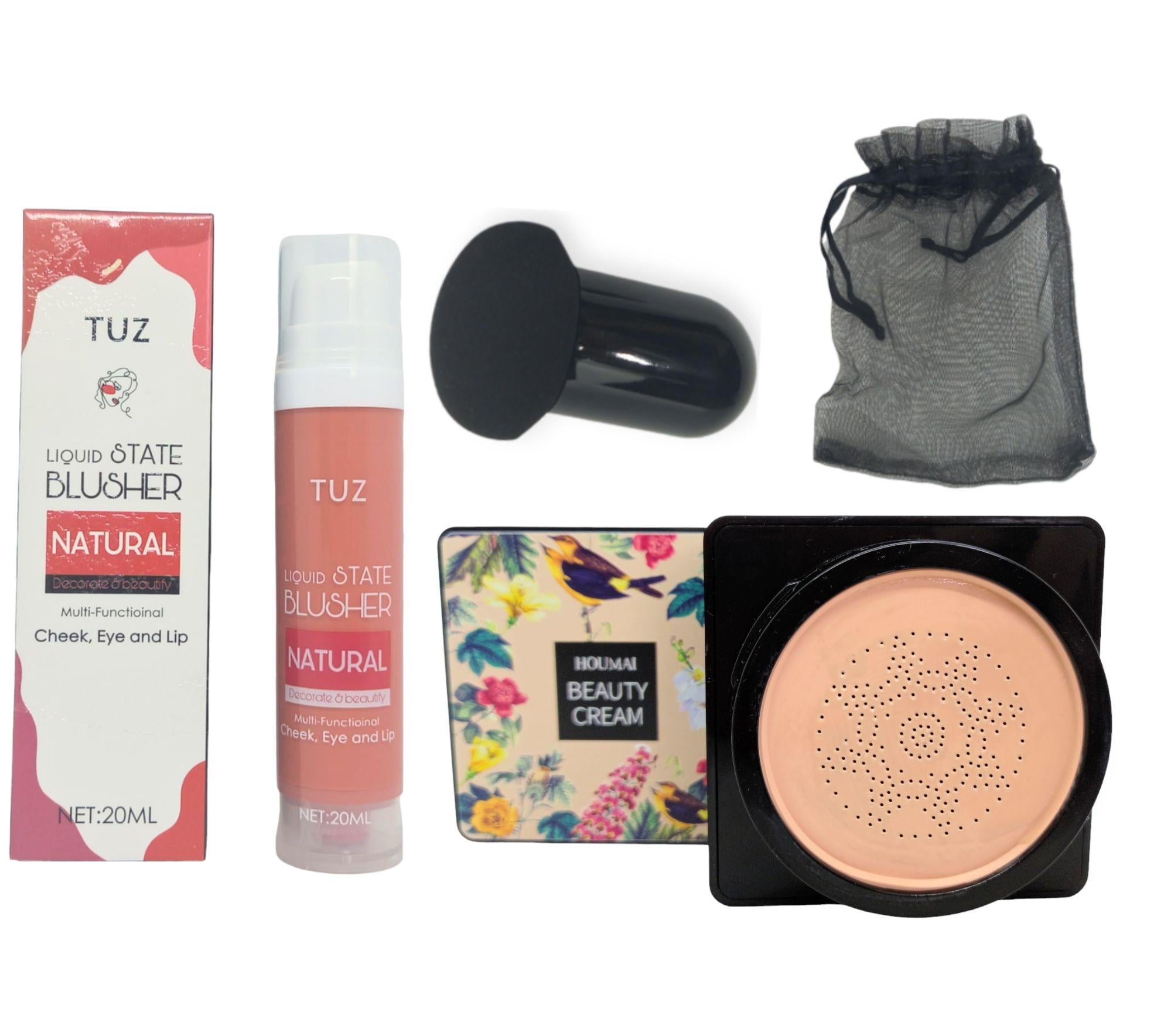 Комплект тональный крем-кушон Houmai Beauty беж мультитаскер TUZ коралловый натуральный финиш увлажняющий