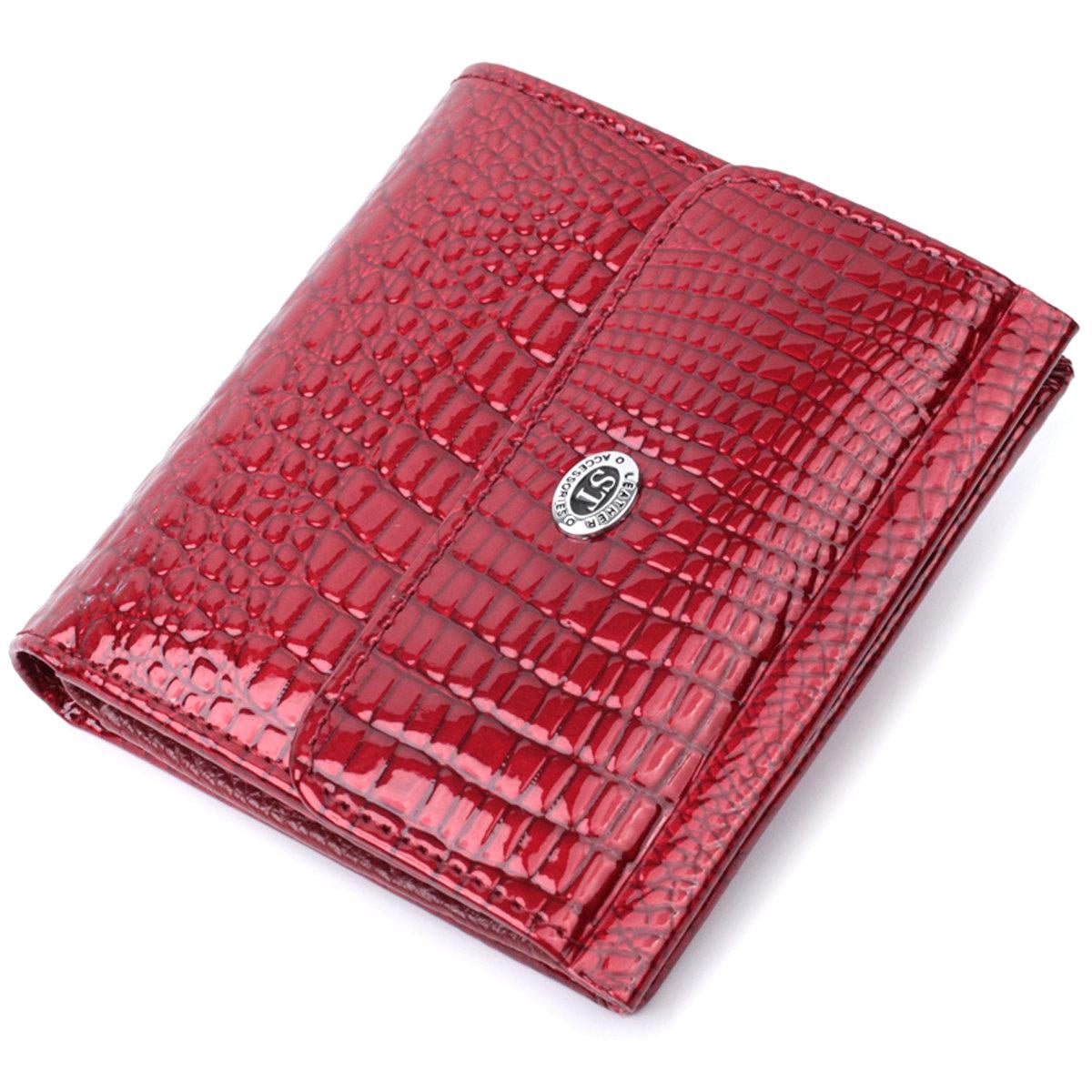 Кошелек женский ST Leather 22705 фактурный из натуральной кожи под рептилию Красный (168-136-22705)