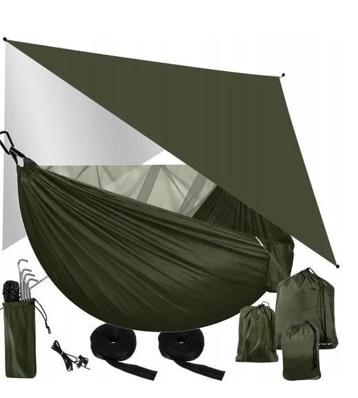 Гамак туристический с брезентом и москитной сеткой 260х140 см - фото 8 Гамак туристический с брезентом и москитной сеткой 260х140 см - фото 8