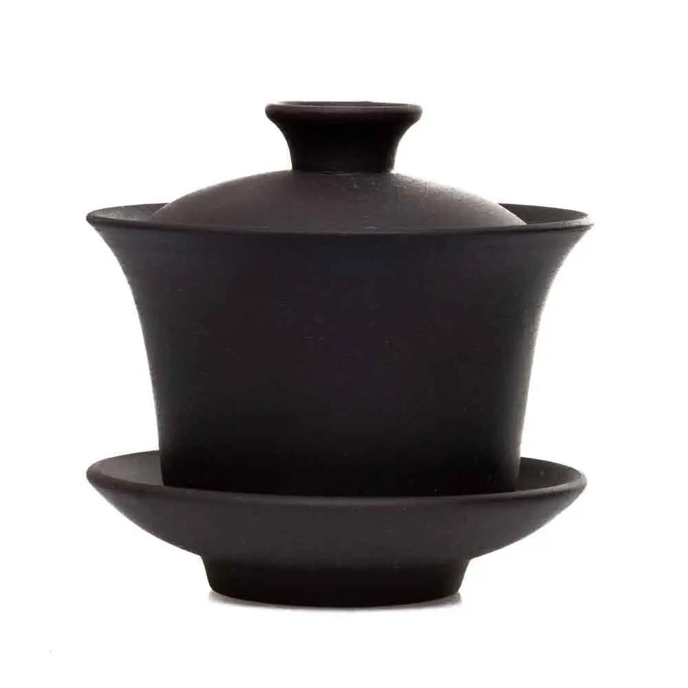 Гайвань для чая пуэр с крышкой/блюдцем исинская глина 160 мл Черный (IC-S-60) Гайвань для чая пуэр с крышкой/блюдцем исинская глина 160 мл Черный (IC-S-60)