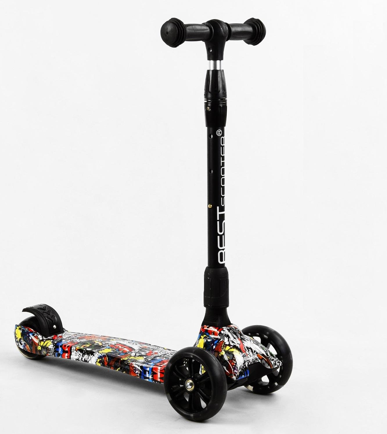 Самокат трехколесный Best Scooter Maxi Music складной колеса PU со светом (105404)