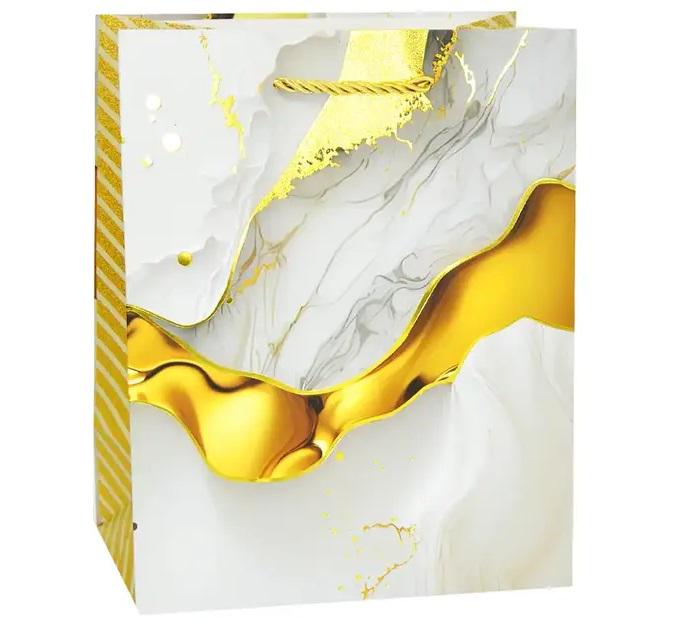 Подарочный пакет Stenson R33247-S Golden Marble 18х23х10 см