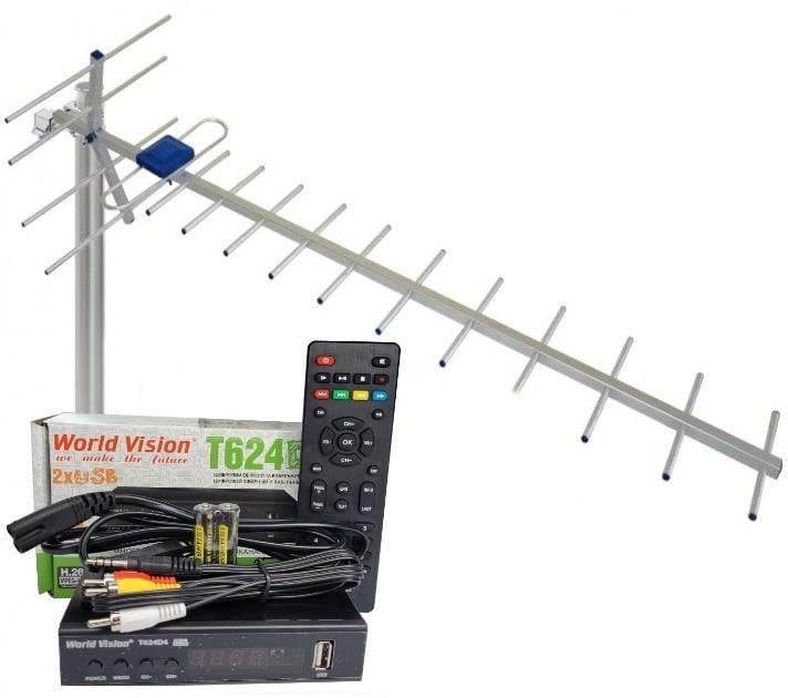 Тюнер World Vision T624D4 IPTV+/антенна наружная Дальнобой 75 км Тюнер World Vision T624D4 IPTV+/антенна наружная Дальнобой 75 км