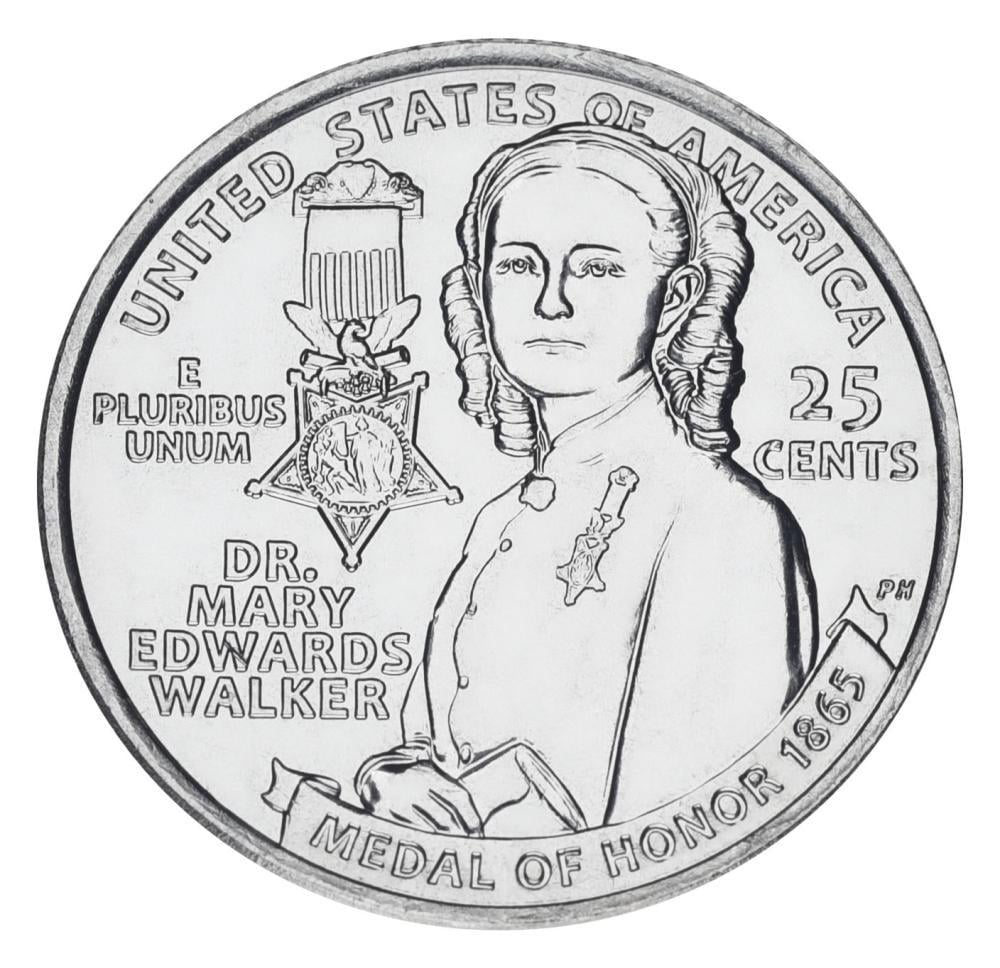 Колекційна монета США 25 центів/квотер 2024 UNC P Жінки Америки-Хірург Мері Уокер (М20639)