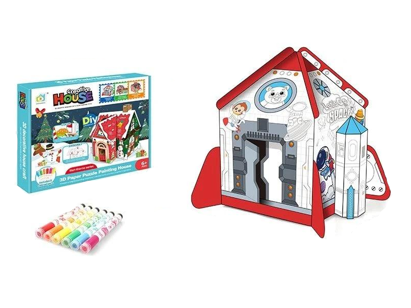 Пазлы 3D Космическая ракета 1002 картонные/раскраска/6 маркеров (152336)