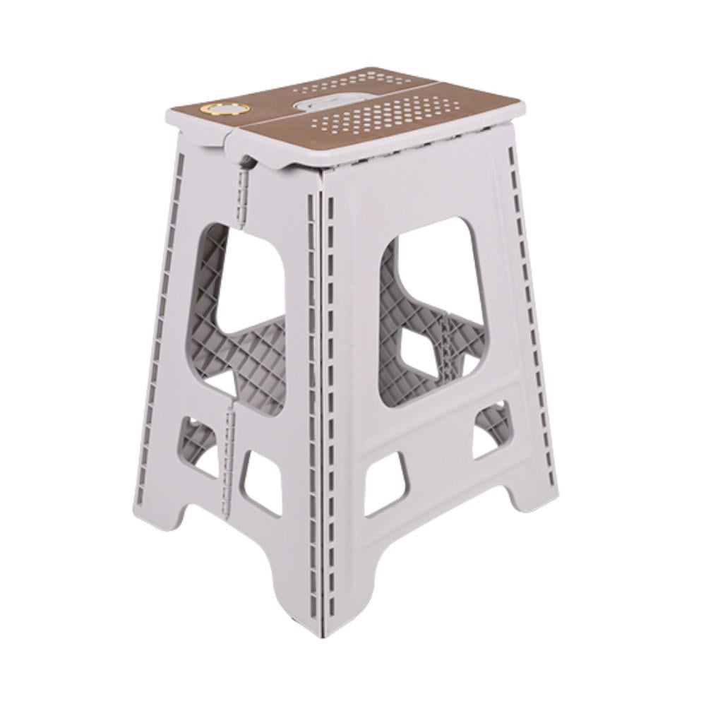 Стілець-табурет розкладний R34862 пластик 21х27х43 см Сірий з коричневим