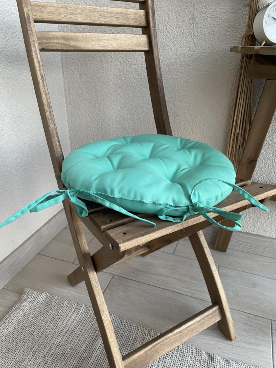 Подушка на стілець з зав'язками кругла Color 40х40х5 см Ментоловий - фото 6