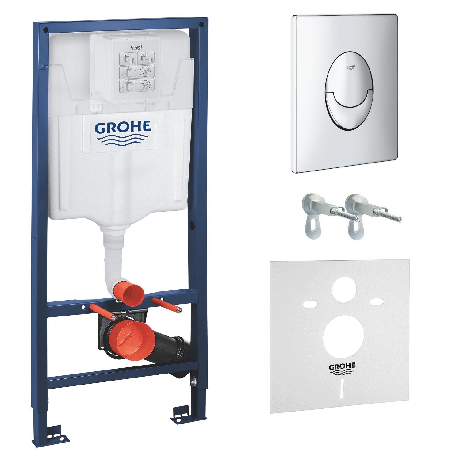 Інсталяційна система для унітазу Grohe RAPID SL 38721001+37131000 з кнопкою Хром (82575)