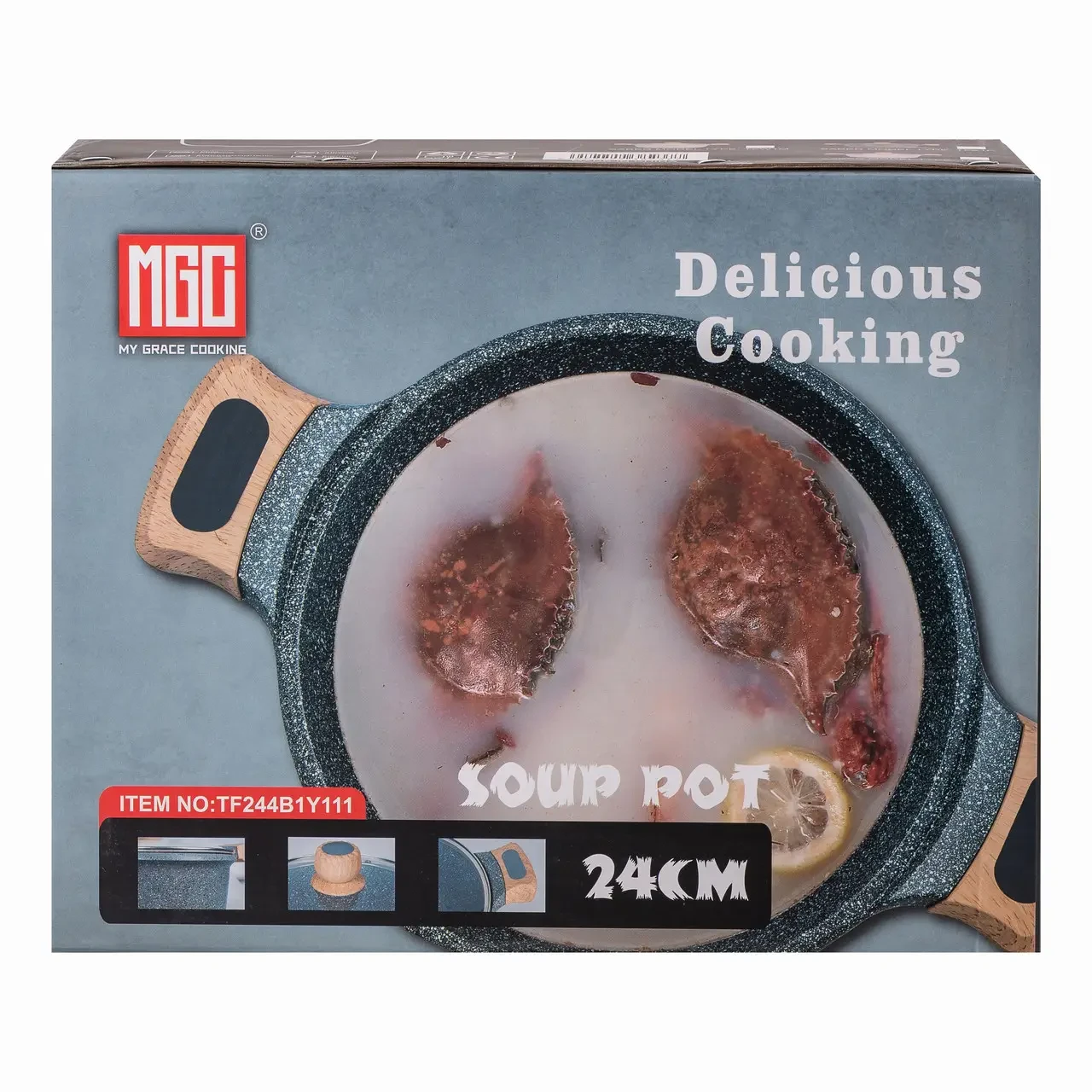 Кастрюля алюминиевая MGC с крышкой мраморное антипригарное покрытие 24 см 5 л Кофейный (5215) - фото 9 Кастрюля алюминиевая MGC с крышкой мраморное антипригарное покрытие 24 см 5 л Кофейный (5215) - фото 9