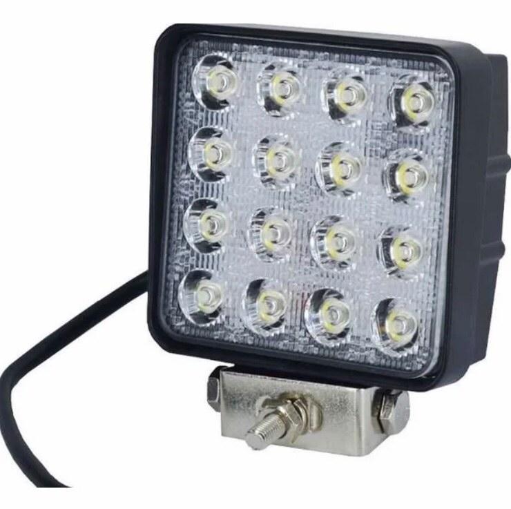 ᐉ LED фара 12 24 Вольт. Светодиодная лэд фара на 16 диодов квадрат