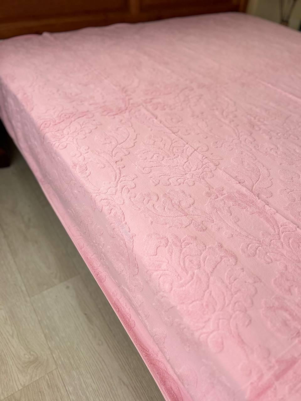 Простынь махровая хлопковая полуторная 200x150 Розовый (П-M-mahraprost150-32)