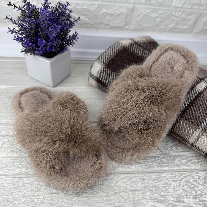 Тапочки кімнатні жіночі пухнасті Е-0080136-3 p. 40 25,5-26 см Коричневий (109690994)