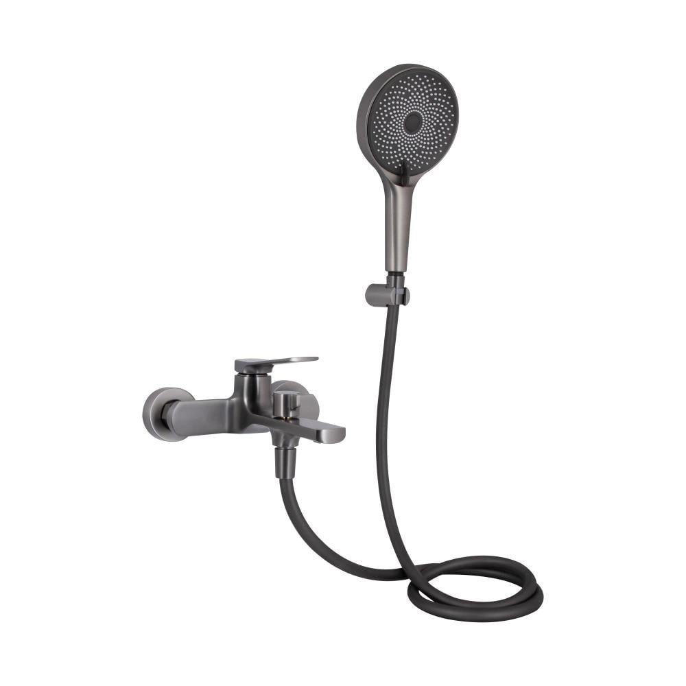 Змішувач для ванни Qtap Slavonice Gunmetal Black PVD з душовим гарнітуром Графітовий (QTSLV259GMB48035)