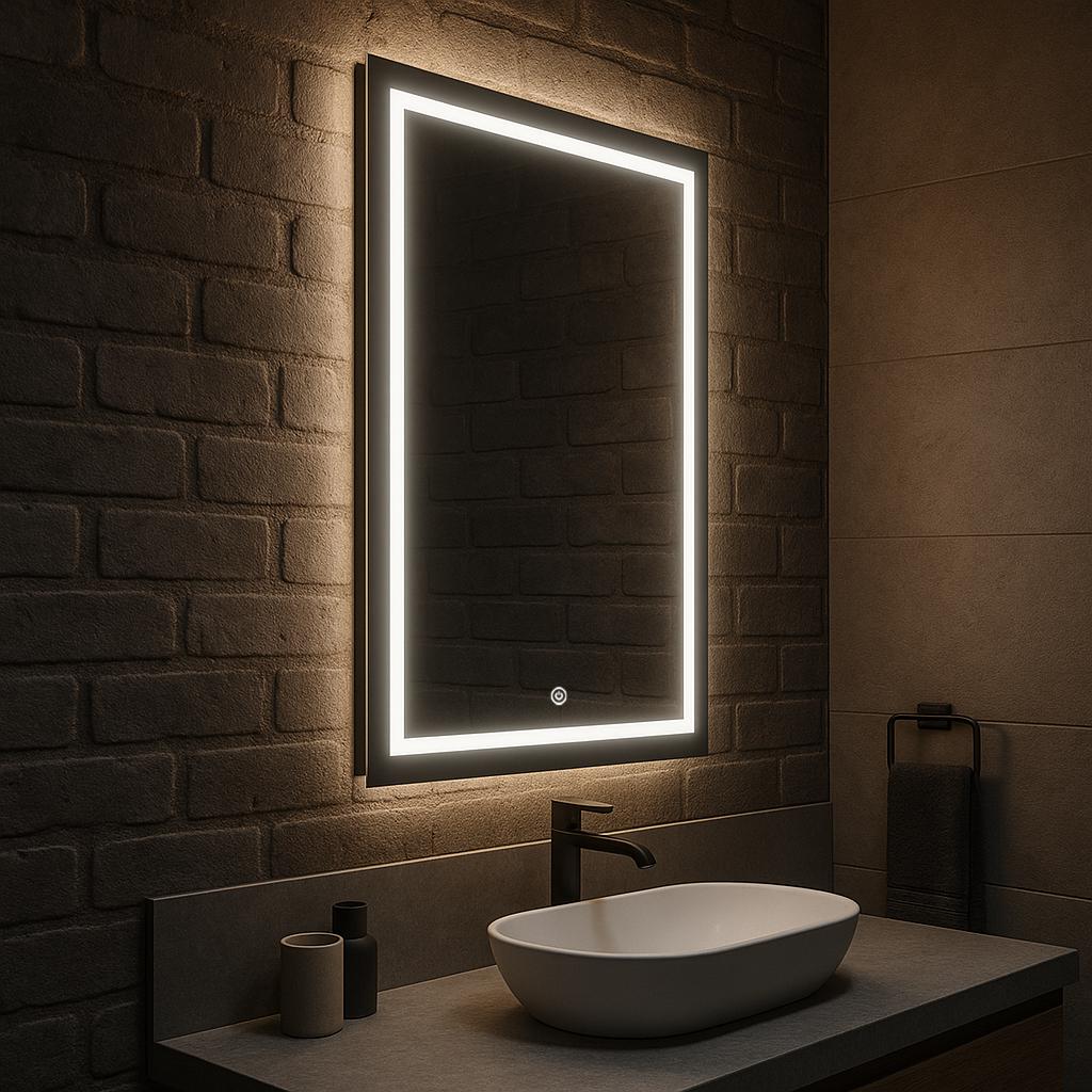 Дзеркало SENAM прямокутне вертикальне фоново-фронтальне підсвічування із сенсорною кнопкою 800х600 мм (PR.FF.V.8.6) - фото 4 Дзеркало SENAM прямокутне вертикальне фоново-фронтальне підсвічування із сенсорною кнопкою 800х600 мм (PR.FF.V.8.6) - фото 4