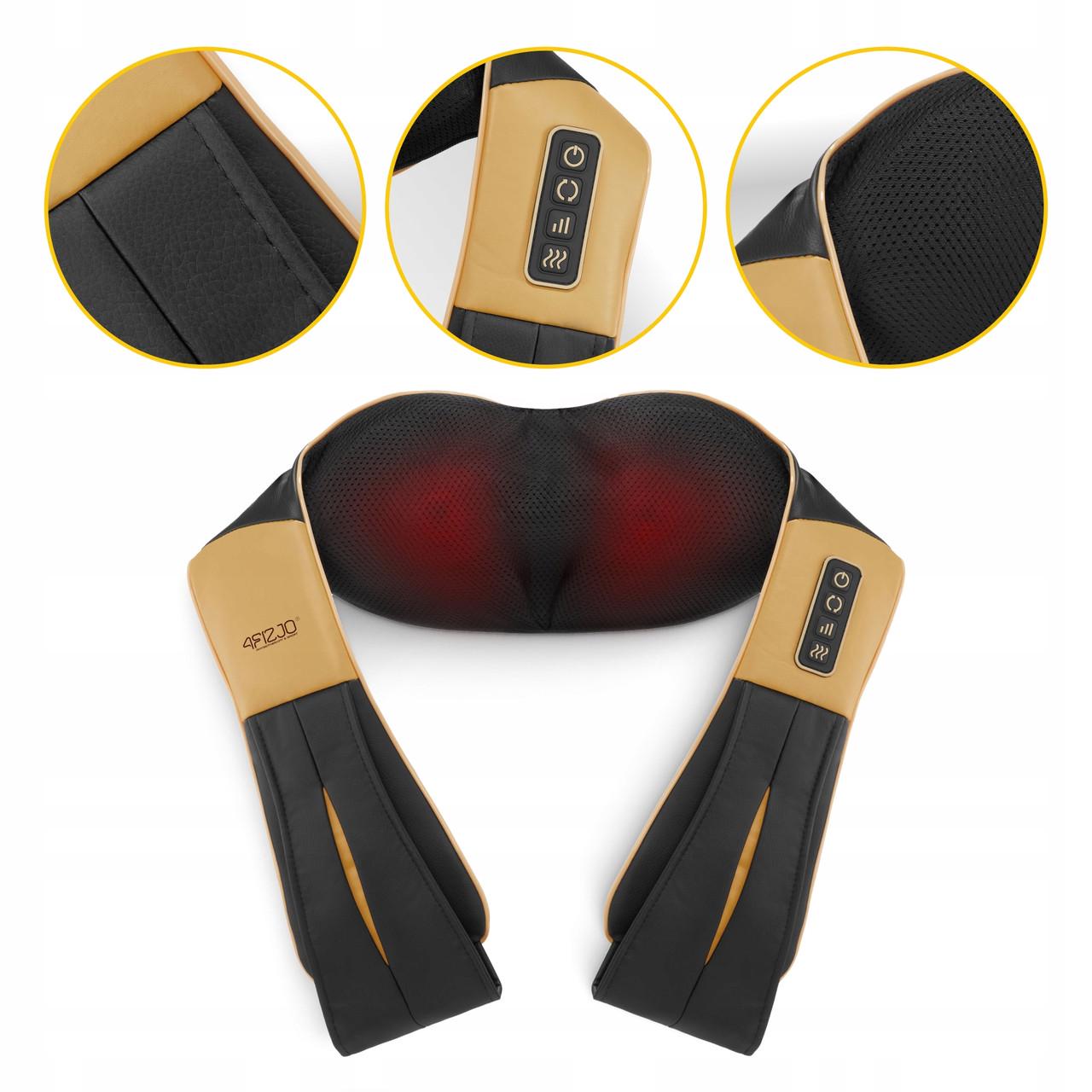 Накидка-массажер 4fizjo Shiatsu Ultra+ для шеи и спины аккумуляторный Black/Gold (P-5907739319081) - фото 9