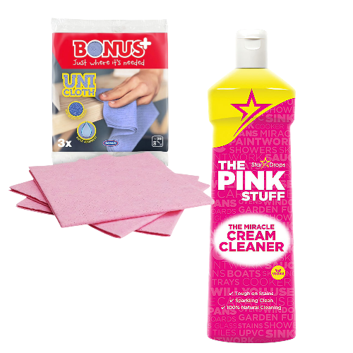 Набір універсальний крем-очищувач The Pink Stuff Cream Cleaner/ганчірка BONUS UNI cloth (823675-b)