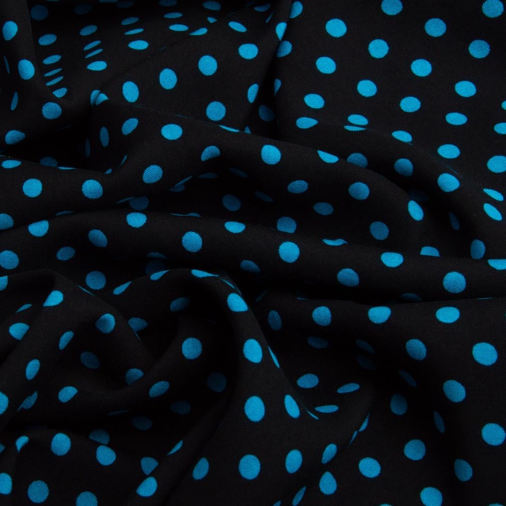 Ткань платяная штапель вискоза Горошек 140 г/м2 145 см Бирюза (26616)