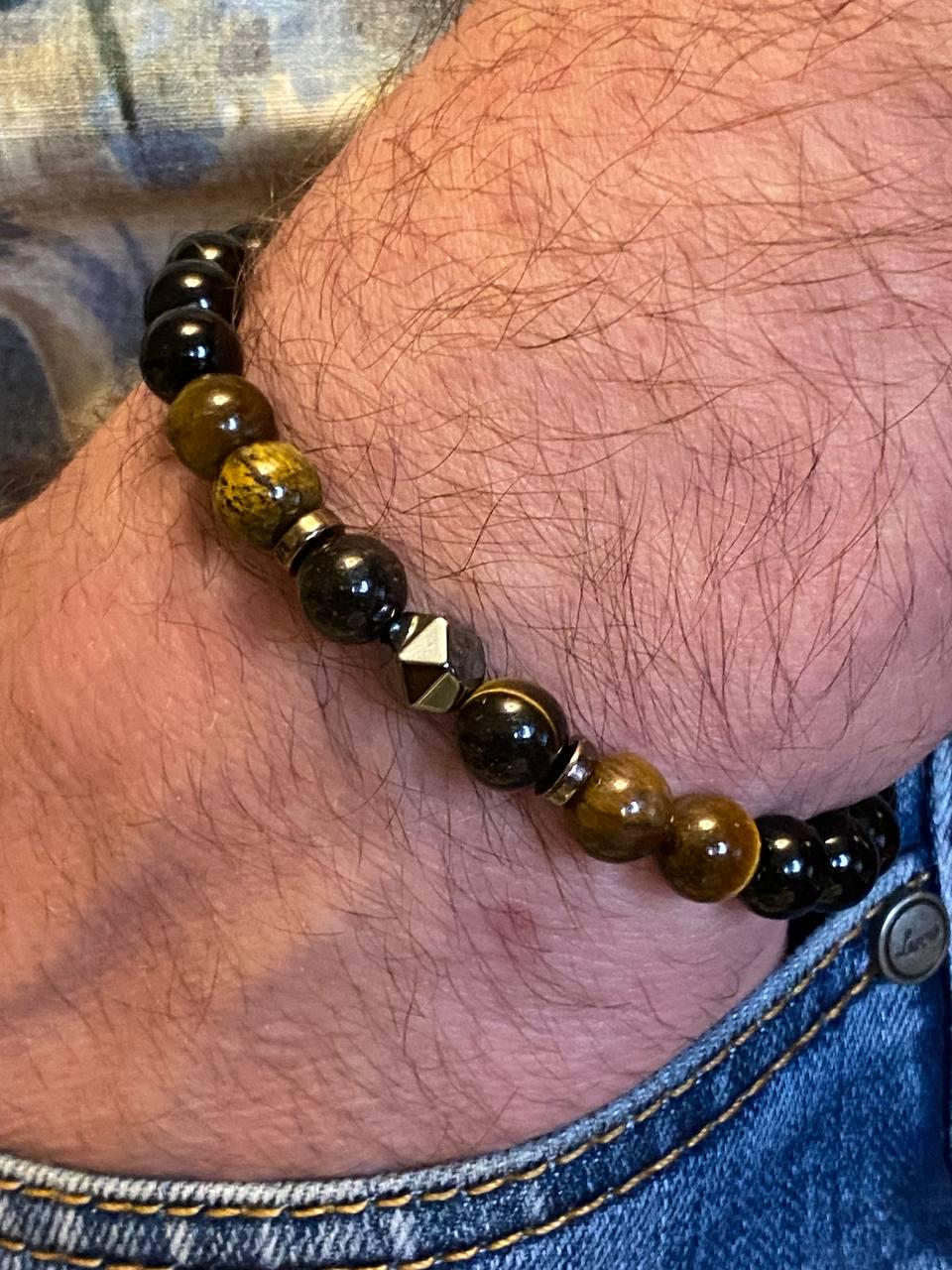 Браслет LITAURS из натурального камня агат d 8 мм с вставками гематит/тигровый глаз L 18-21 см (250213-1) - фото 5 Браслет LITAURS из натурального камня агат d 8 мм с вставками гематит/тигровый глаз L 18-21 см (250213-1) - фото 5