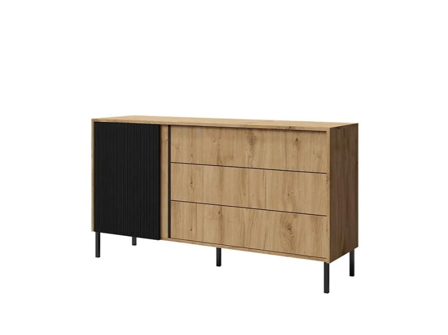 Комод с ящиками Jurek MIA REG 3 из ЛДСП/МДФ Дуб вековой/Черный (60446) Комод с ящиками Jurek MIA REG 3 из ЛДСП/МДФ Дуб вековой/Черный (60446)