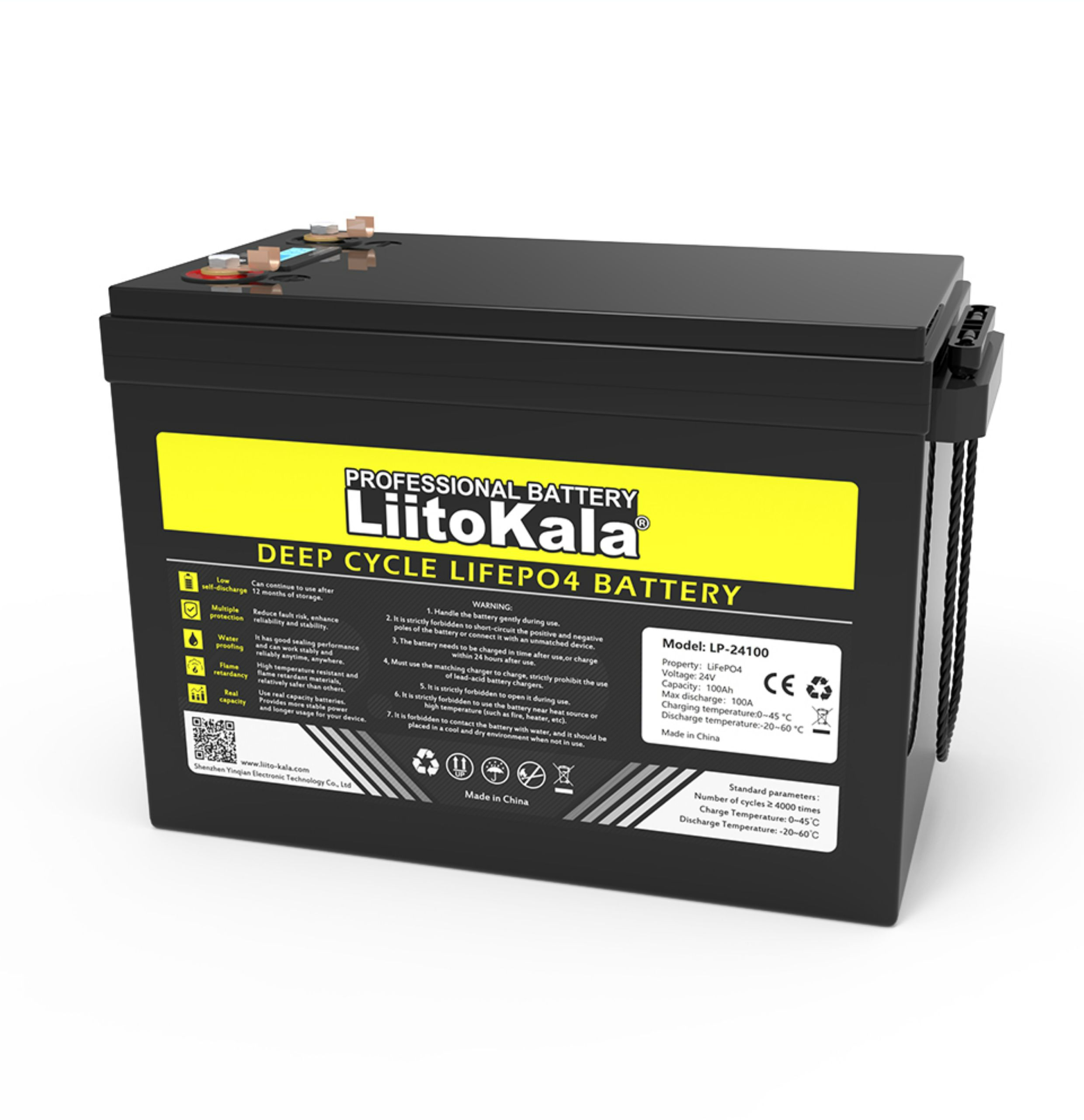 Аккумулятор LiitoKala LiFePO4 LCD 24V 100 Ah 2400Wh со встроенным BMS 4000 циклов (000986)
