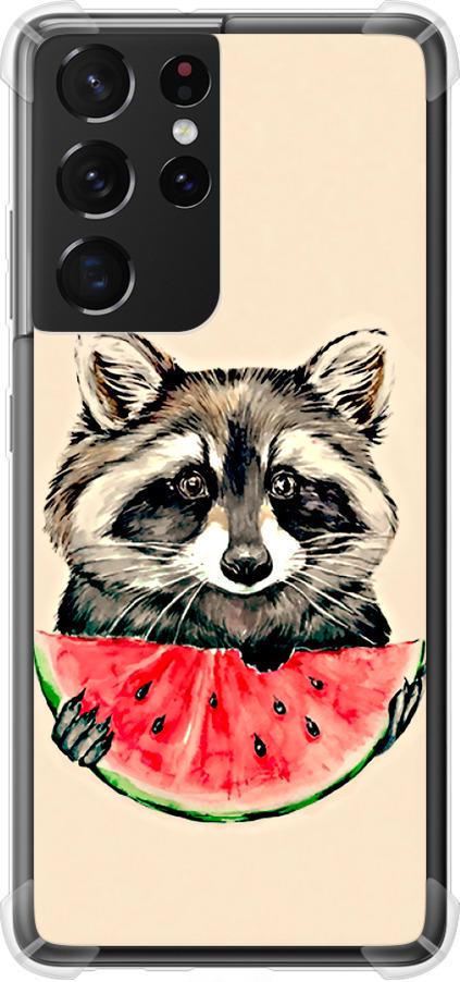 Чехол на Samsung Galaxy S21 Ultra (5G) Енотик с арбузом (4605sp-2116-42517)