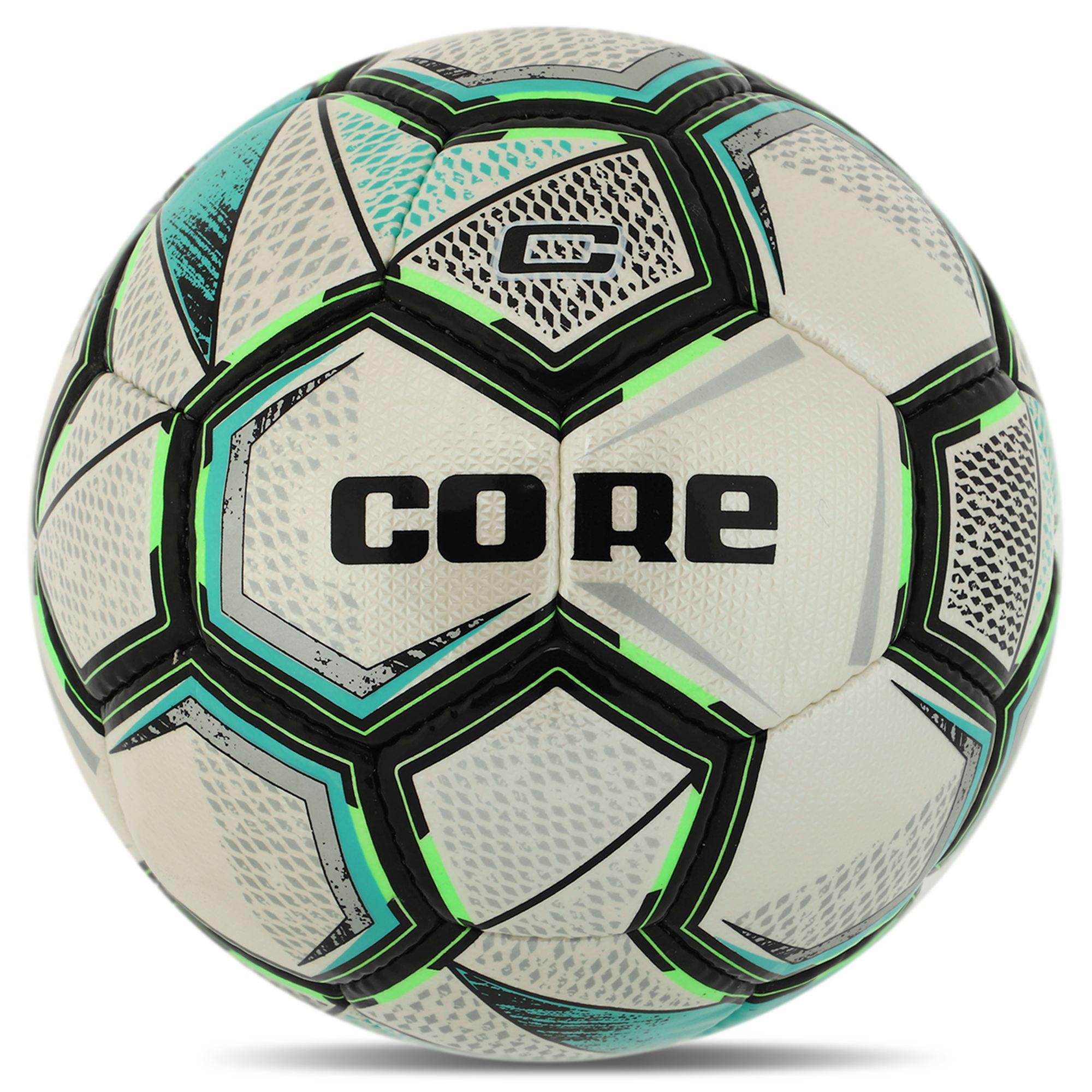Футбольний м'яч CORE FB-8463 DIAMOND р. 5 PU Білий/Бірюзовий (6936116103749)
