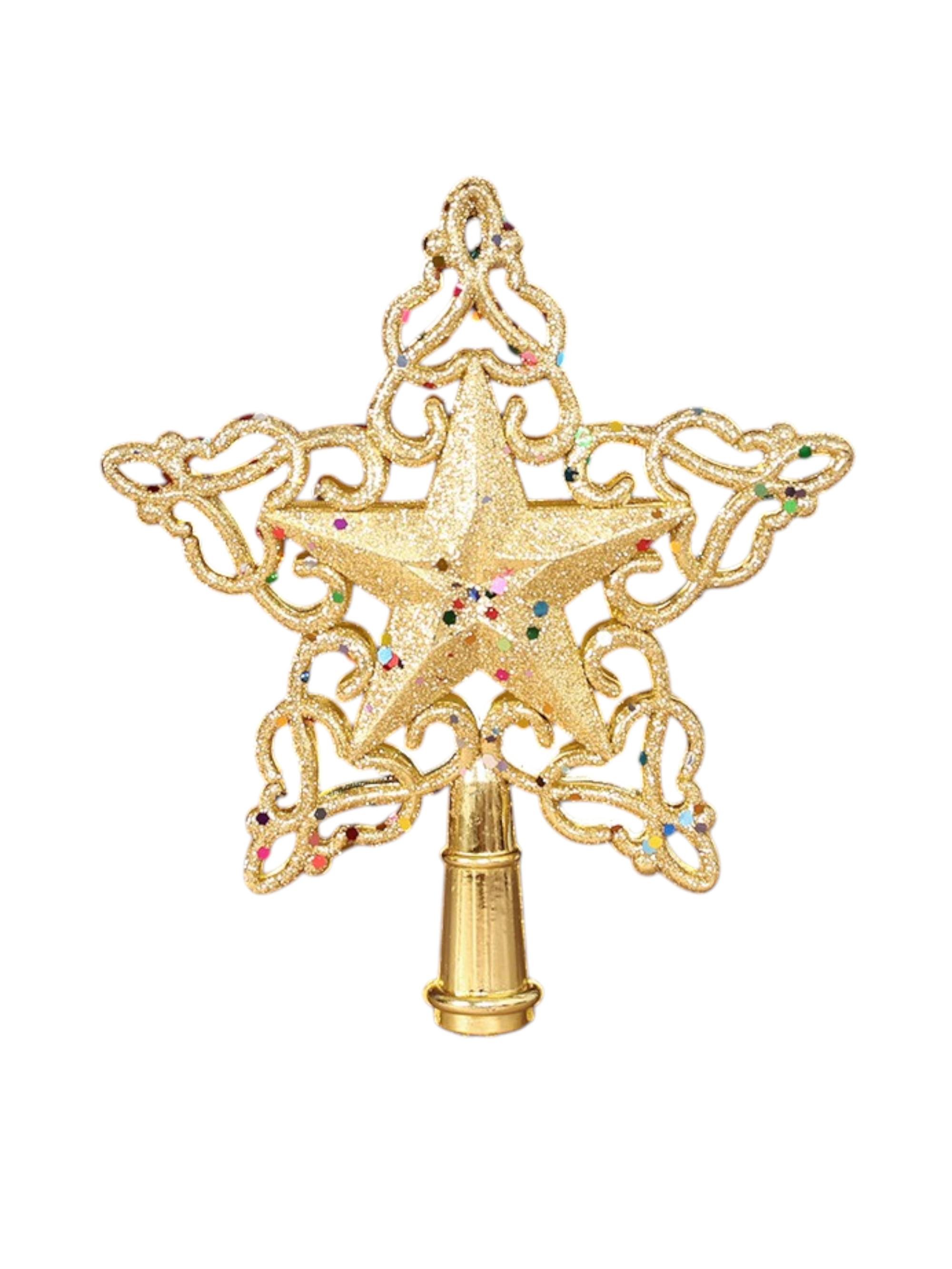 Верхушка для елки Звезда 15x17 см Золотистый (110117)