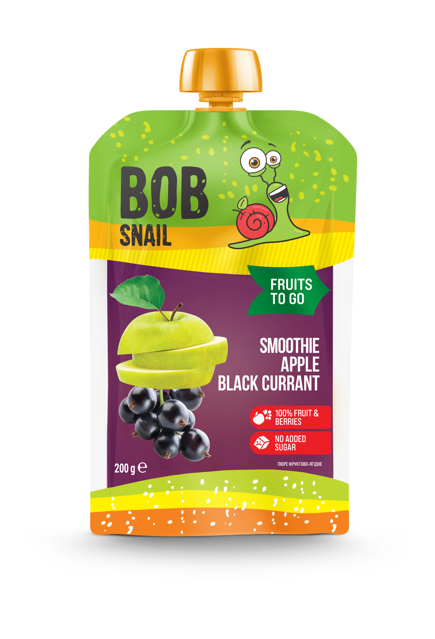 Пюре фруктово-ягідне Смузі Яблуко-чорна смородина Bob Snail пастеризоване 200 г (2303764105) Пюре фруктово-ягідне Смузі Яблуко-чорна смородина Bob Snail пастеризоване 200 г (2303764105)