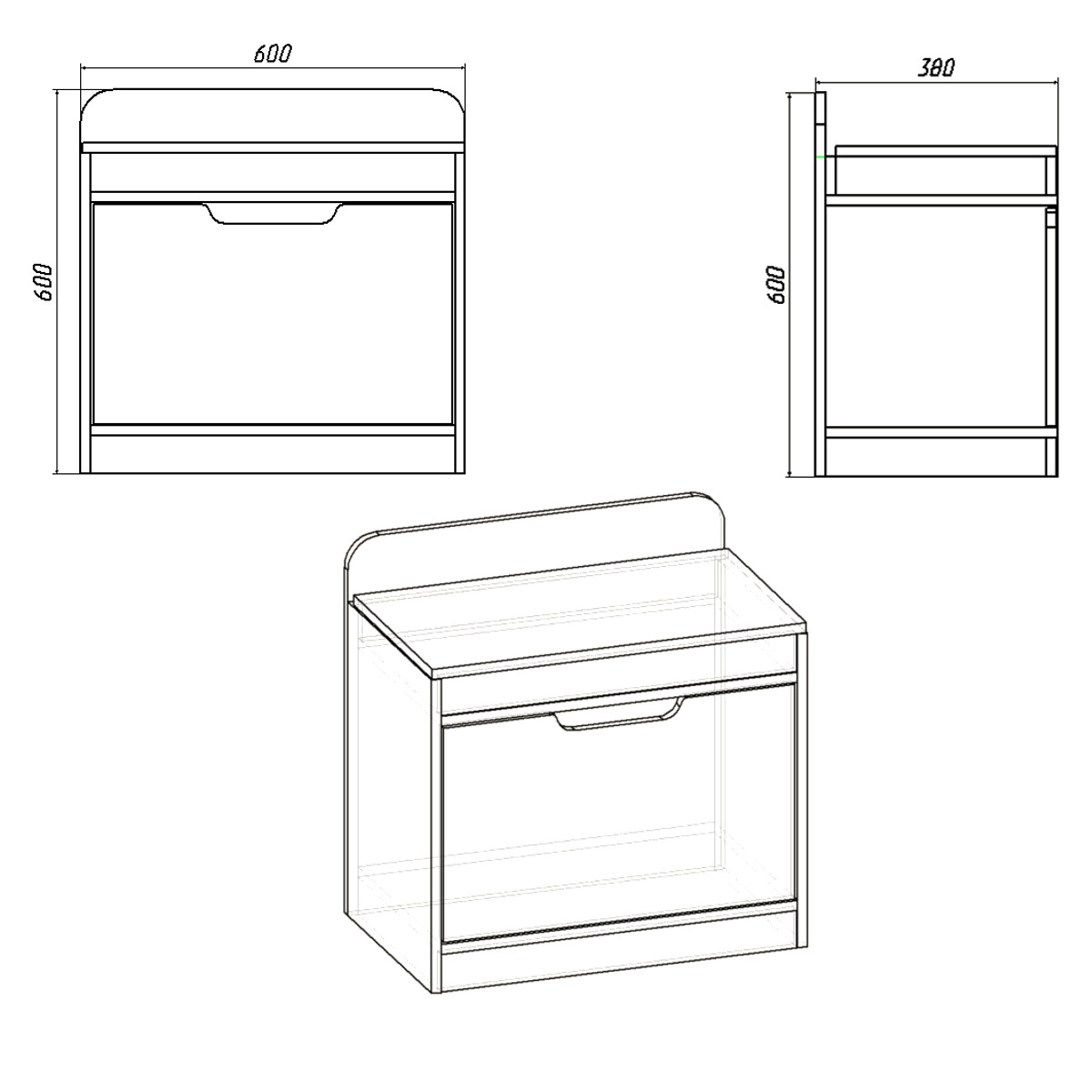 Тумба для взуття з сидінням Компаніт ТО-8 38х60х60 см Бук - фото 2