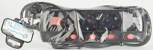 Удлинитель Electraline с защитой с заземлением на 4 розетки 5 кнопок 3х1 мм 1,5 м 16А Черный - фото 4