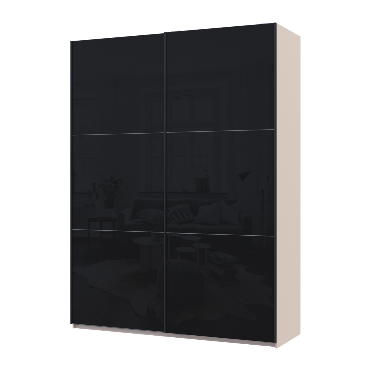 Шкаф-купе Doros G-Caiser 2 стекла/3 части 180х60х240 см Кашемир/Черный (42005326)