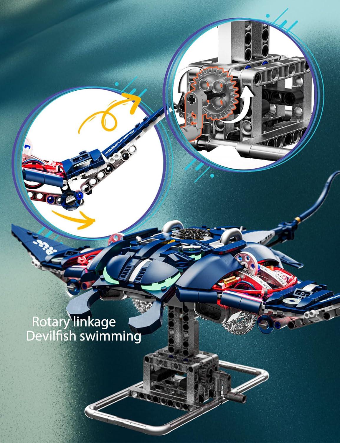 Конструктор механический двухсторонний MJI рыба Скат Devilfish 966 деталей - фото 5 Конструктор механический двухсторонний MJI рыба Скат Devilfish 966 деталей - фото 5