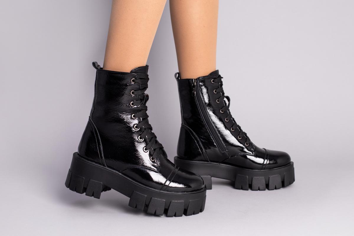 Ботинки женские кожа наплак на шнурках демисезонные р. 39 Черный (6714-1д/39)