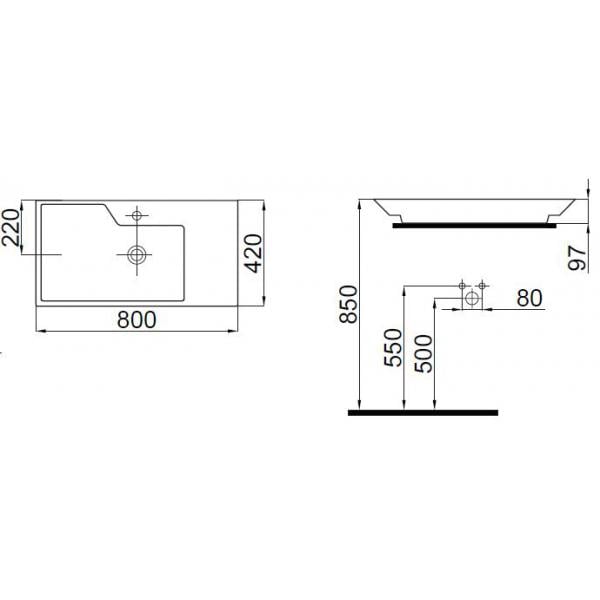 Раковина IDEVIT Lara 0201-2805 80 см Белый (26919) - фото 2