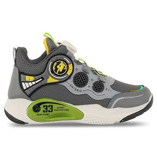 Кроссовки баскетбольные детские SP-Sport E2412-3 с закруточной застежкой р. 34 Серо-салатовый (32511169)