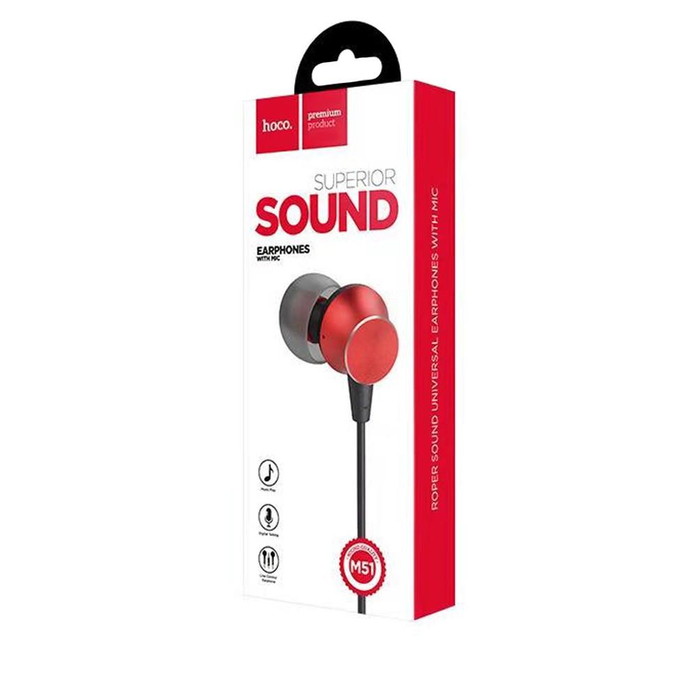 Наушники Hoco M51 Proper sound universal earphones c микрофоном Red - фото 2