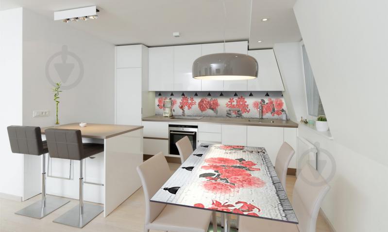 Наклейка виниловая на стол Zatarga «Красные цветы» 600х1200 мм Z180659st Наклейка виниловая на стол Zatarga «Красные цветы» 600х1200 мм Z180659st