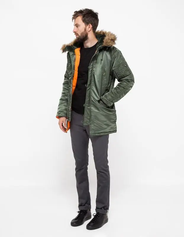 Куртка аляска Alpha Industries Slim Fit N-3B Parka M Sage/Orange (MJN31210C1SM) - фото 4