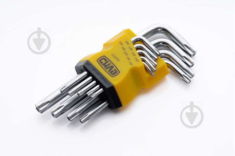 Набор торцевых ключей СИЛА Torx T10, T15, T20, T25, T27, T30, T40, T45, T50 коротких CrV 9 шт (028234)