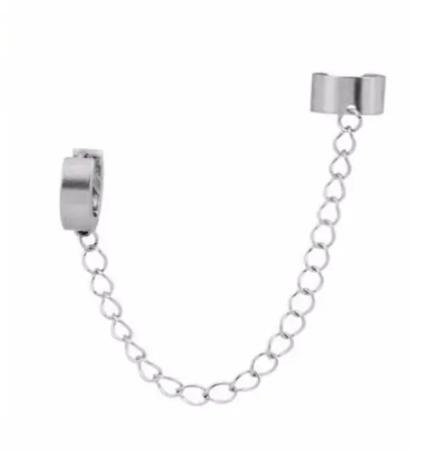 Сережка каф з ланцюжком подвійний 1 шт. Сріблястий (1529564684)