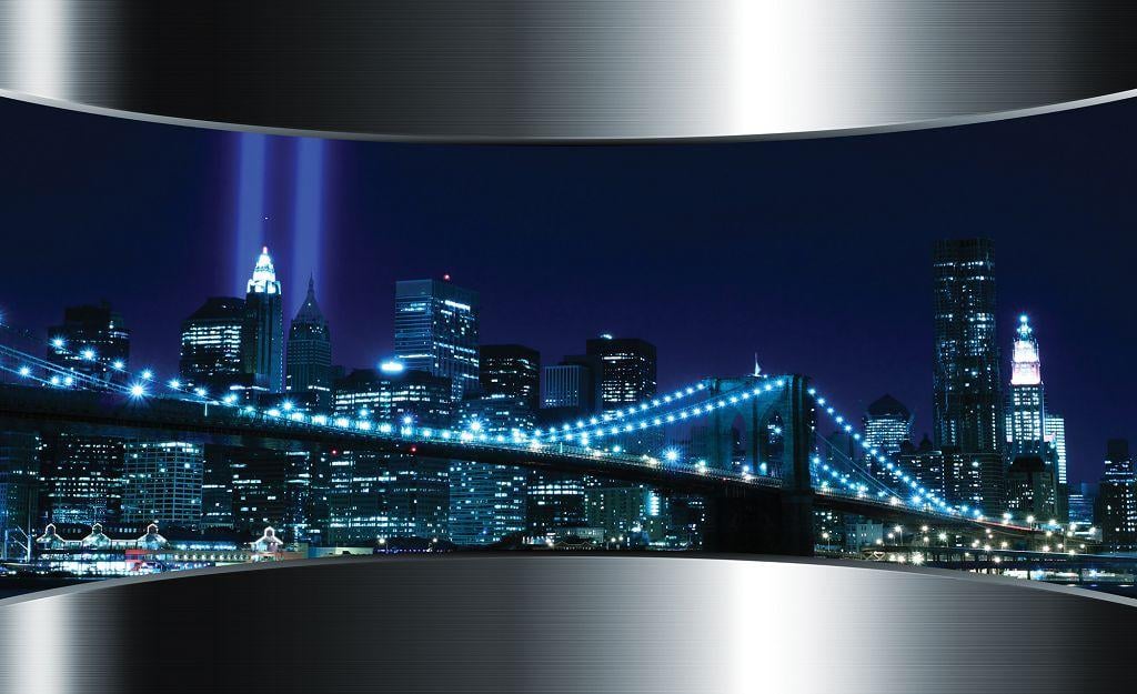 Фотообои флизелиновые 3D 416x254 см Consalnet Бруклинский мост в синем (2207VEXXXL)