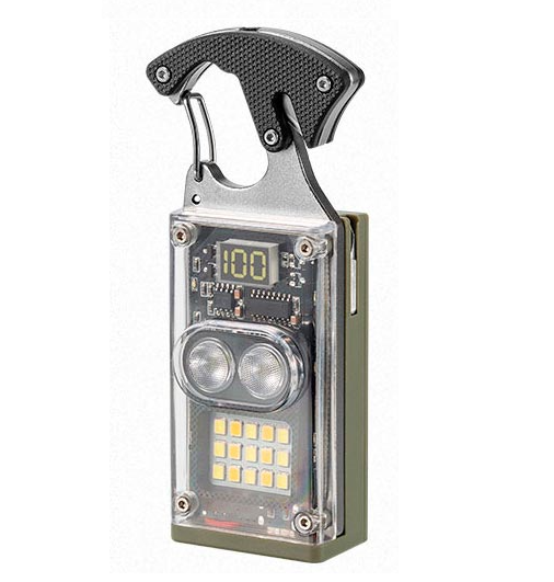 Ручной фонарь-брелок W5180 с отверткой и солнечной панелью Green