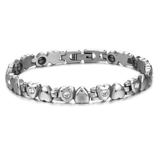 Браслет женский с магнетитами и камешками из медицинской стали (BS-066)