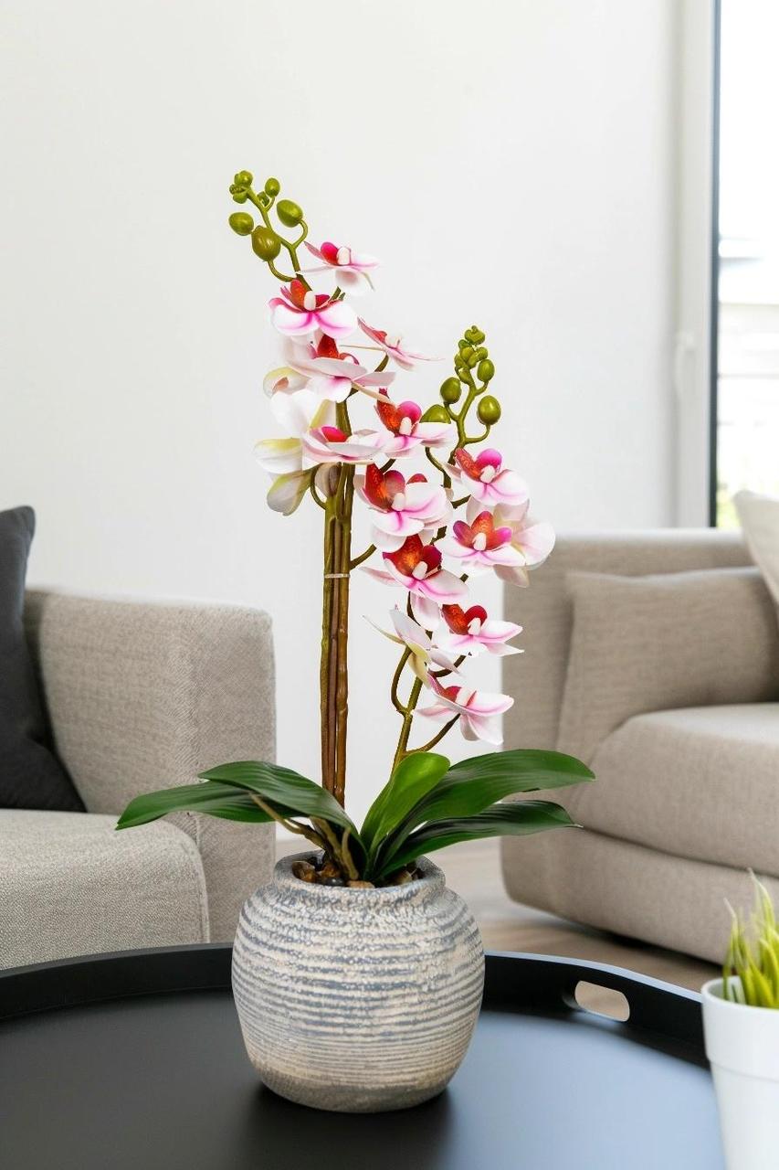 Искусственное растение бабочковая орхидея Greenflowers 211836 10х45 см Бело-красный