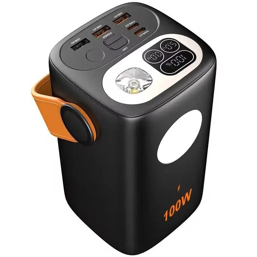 Повербанк для ноутбука 60000 mAh PD100W 2xType-C/3xUSB с быстрой зарядкой 2 фонарями и LED-дисплеем