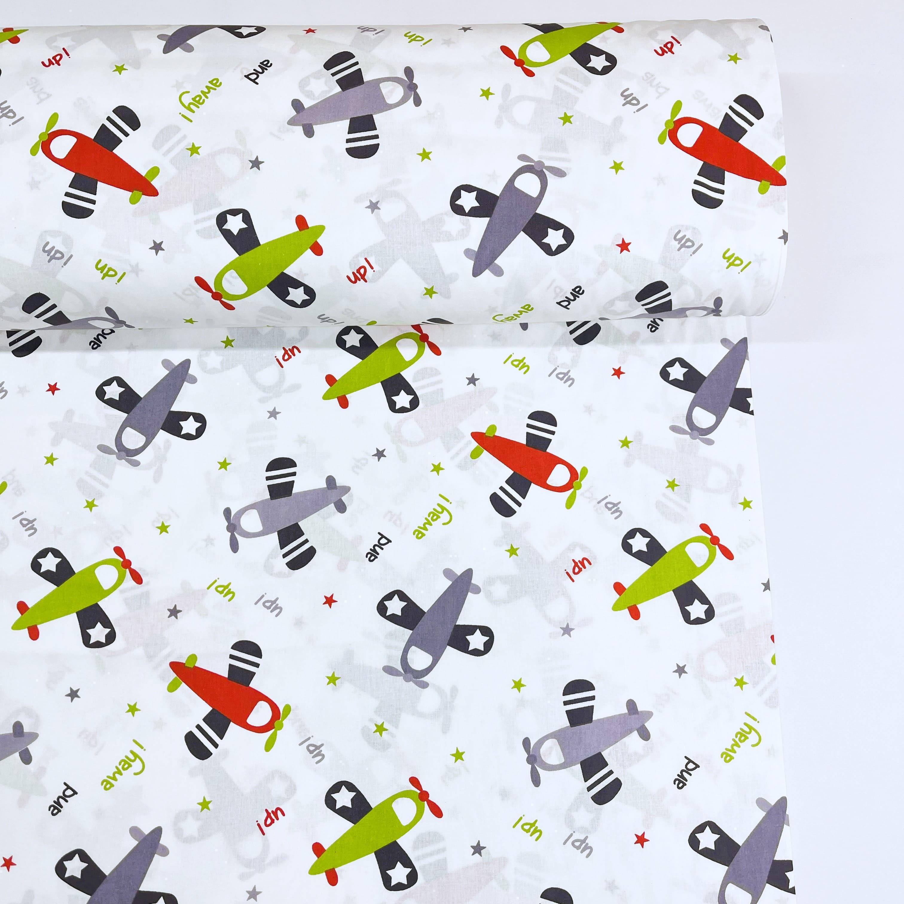Ткань для постельного белья ранфорс самолетики 240 см (5478-02)