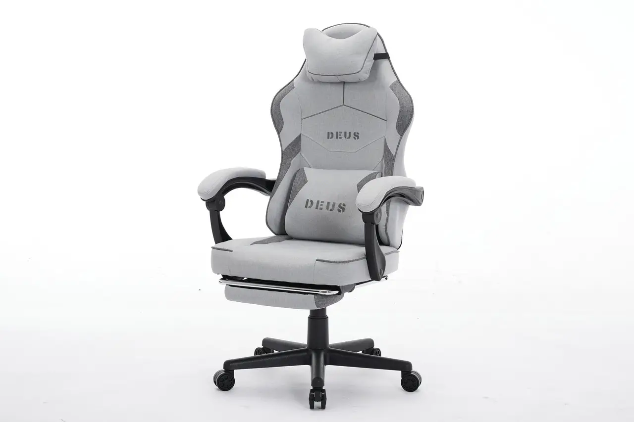 Крісло ігрове комп'ютерне Deus ED09 текстиль з підставкою для ніг Сірий (2979) - фото 3 Крісло ігрове комп'ютерне Deus ED09 текстиль з підставкою для ніг Сірий (2979) - фото 3