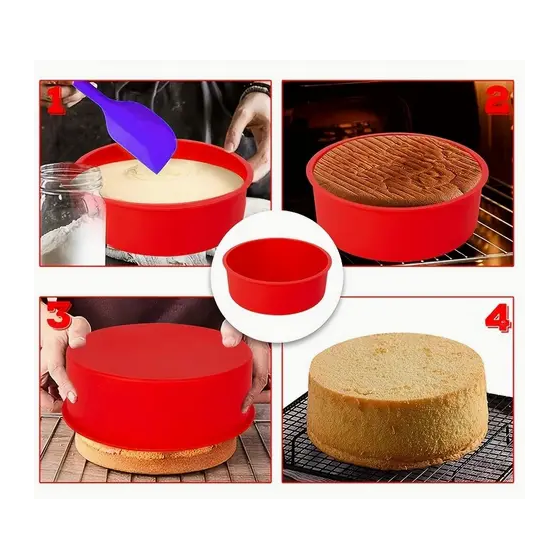 Форма силіконова кругла для випічки 16,3 см Червоний (SAM-7721) - фото 3