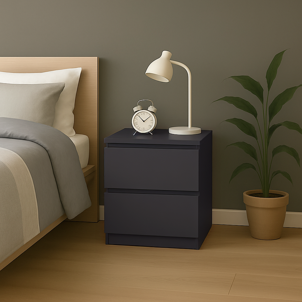 Тумба прикроватная MEBEX на 2 ящика 40х40х54,4 см Серый темный (VS2B400DG) - фото 1