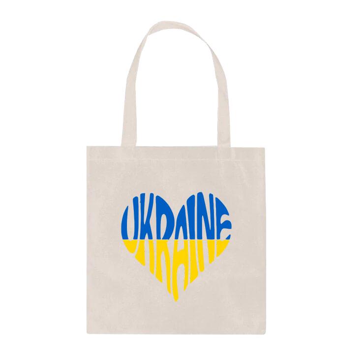 Еко-сумка шопер Серце Ukraine з принтом повсякденна Білий